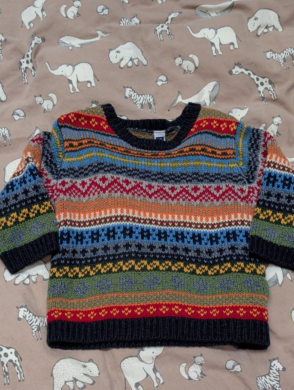 GAP Multicolor Striped Fair Isle Knit Sweater